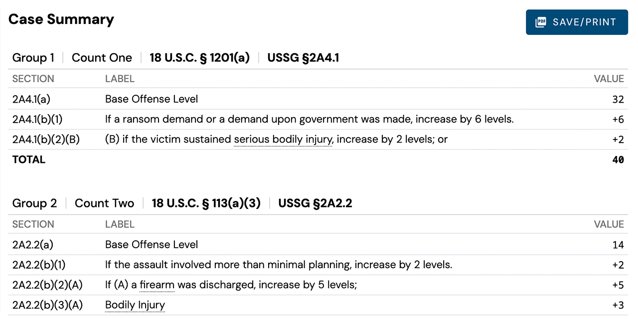 Case summary screens
