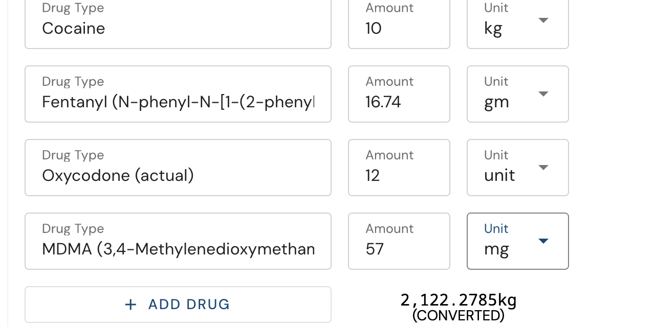 Drug calculator form
