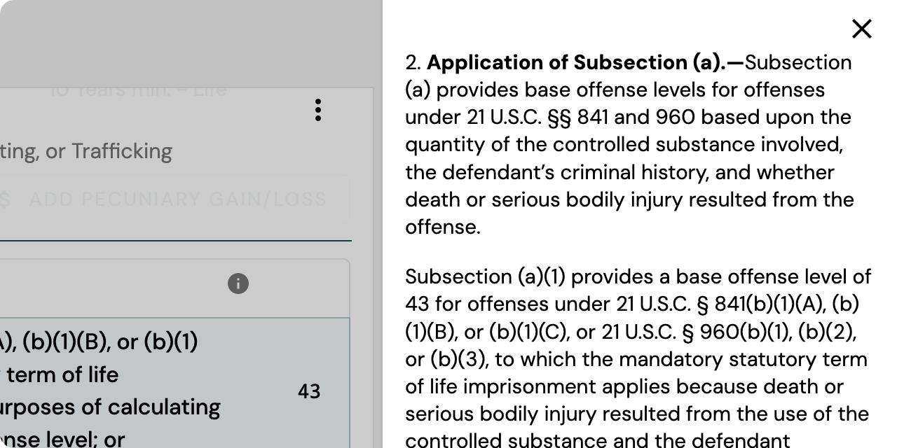 Federal guidelines commentary screen