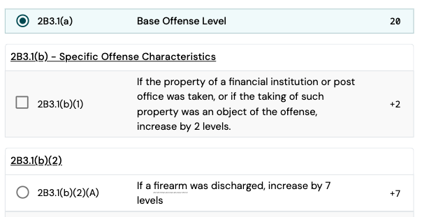 Select offense options